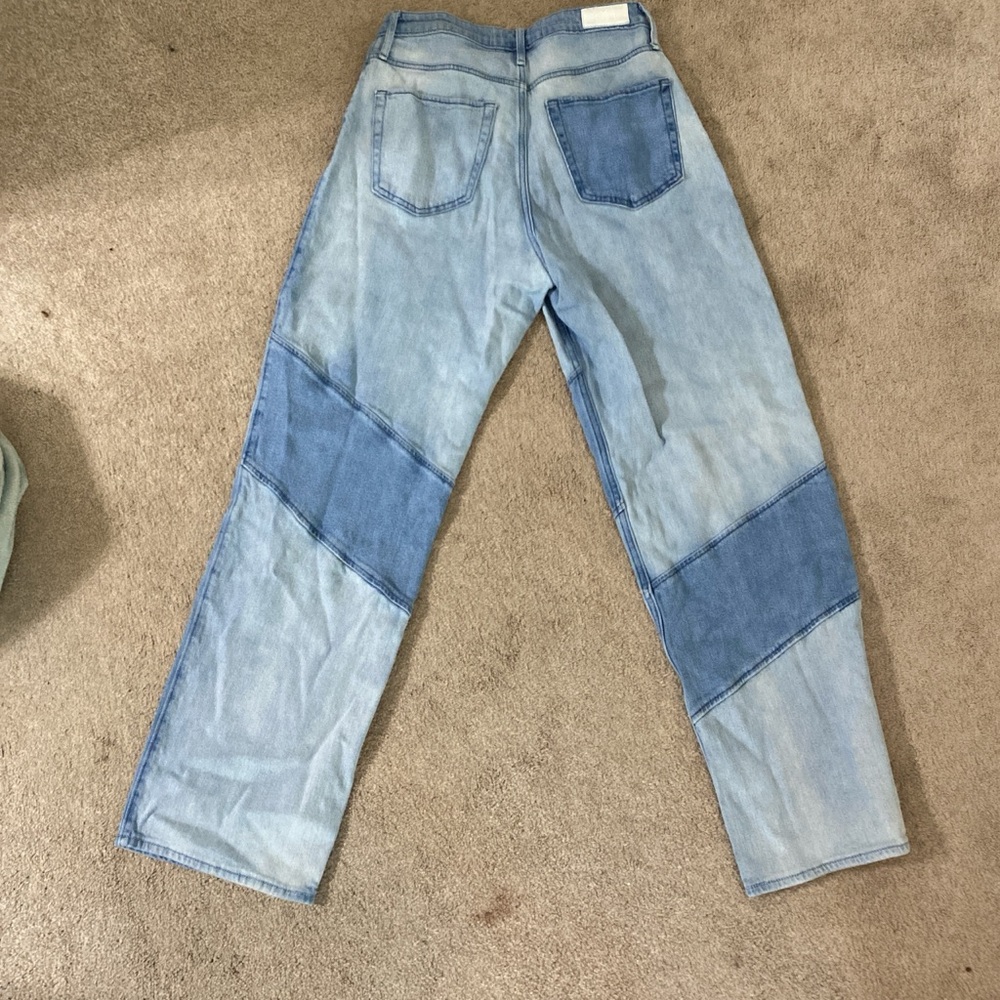 This Is A Patchwork Straight Leg Denim Pants - image 2